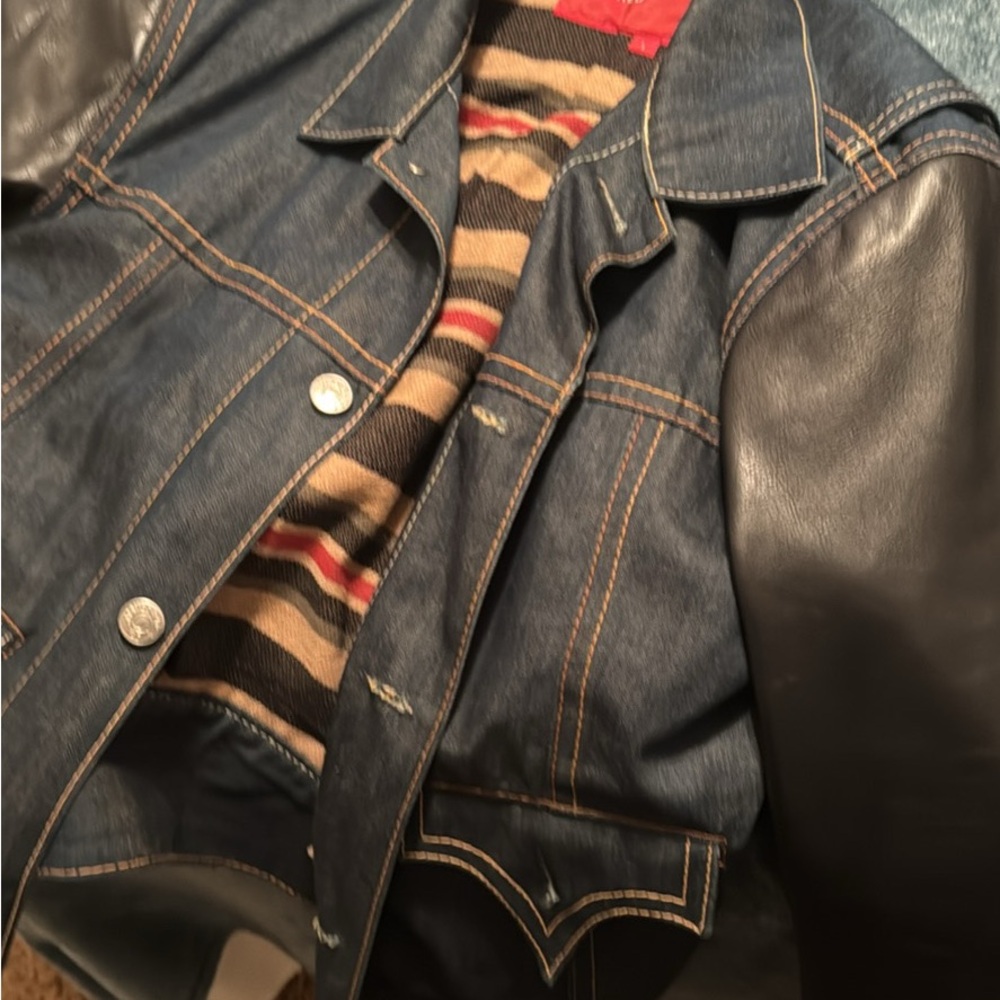 Red Blue and Black Varsity Bomber Jacket with Vibrant Lining